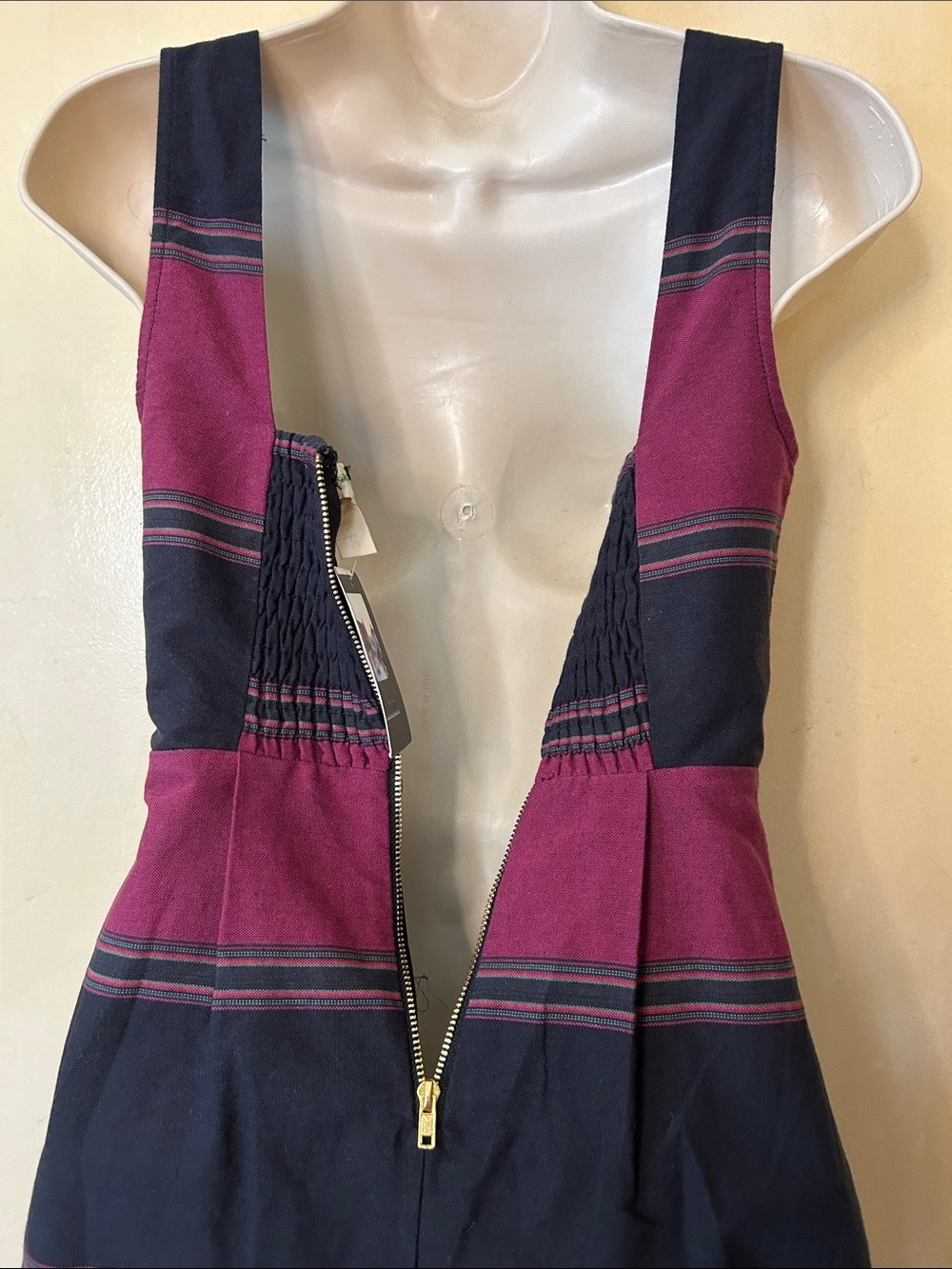 Staring at Stars Burgundy and Black Striped Fit & Flare Mini Dress size XS NWT - Picture 9 of 11